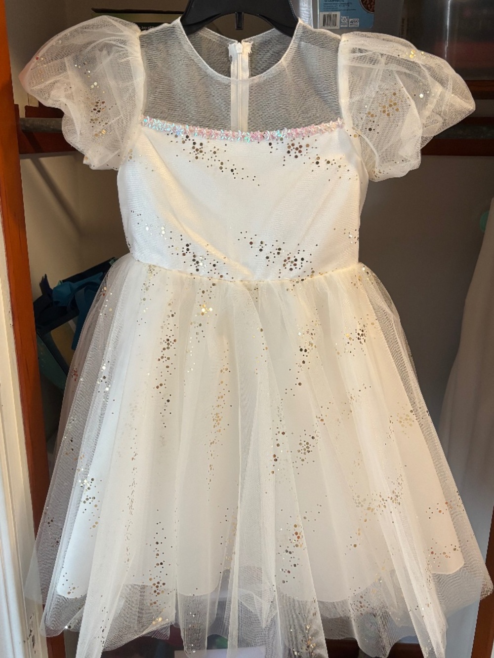 Girl’s White Sequin Formal Dress